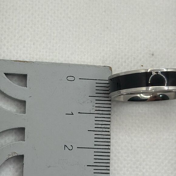 Brand New!! Size 6 Titanium steel couple ring with black inlay - Picture 3 of 4